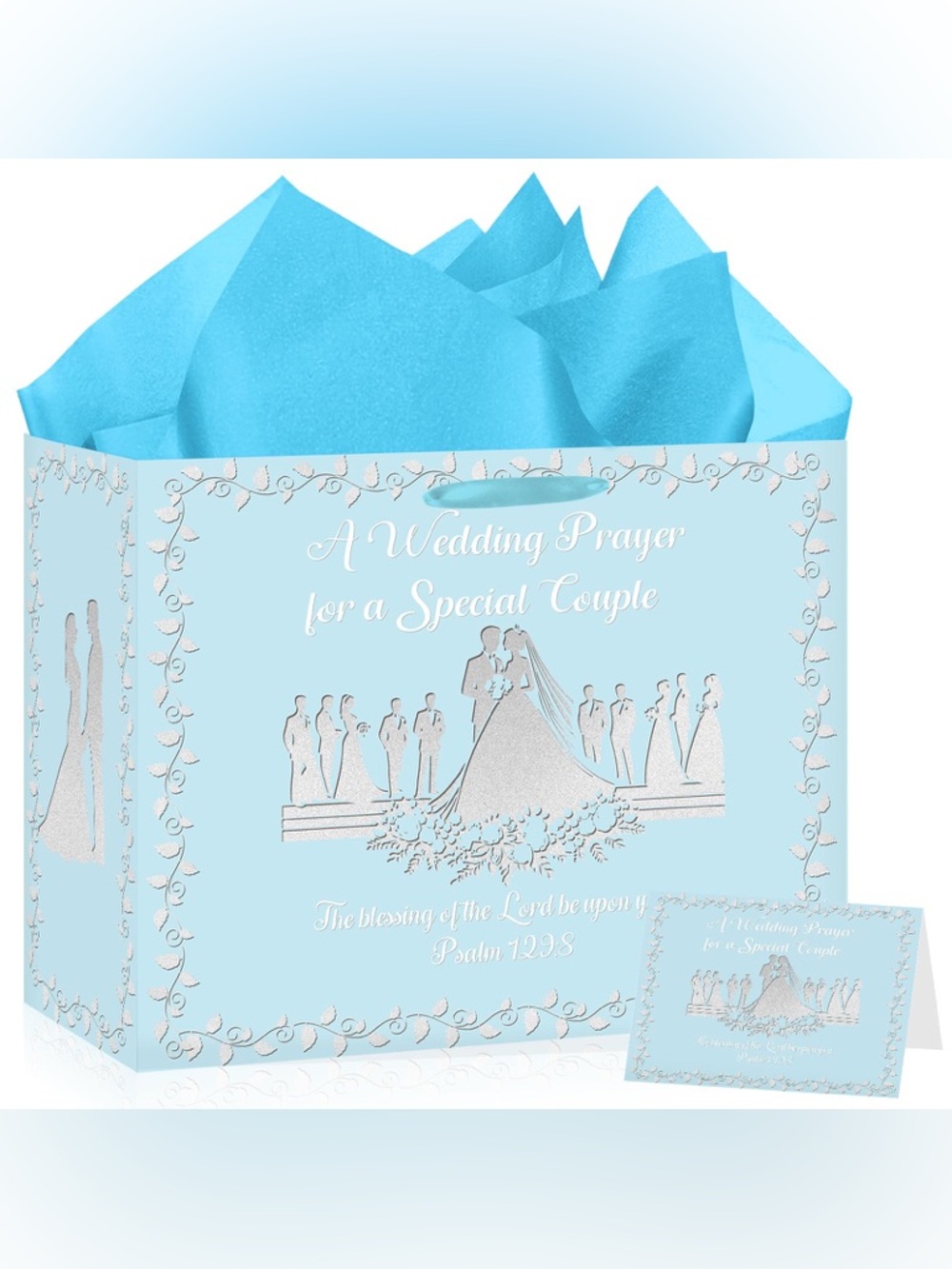 Wedding Prayer Gift Bag with Blue Tissue - Elegant Bridal Party Favor